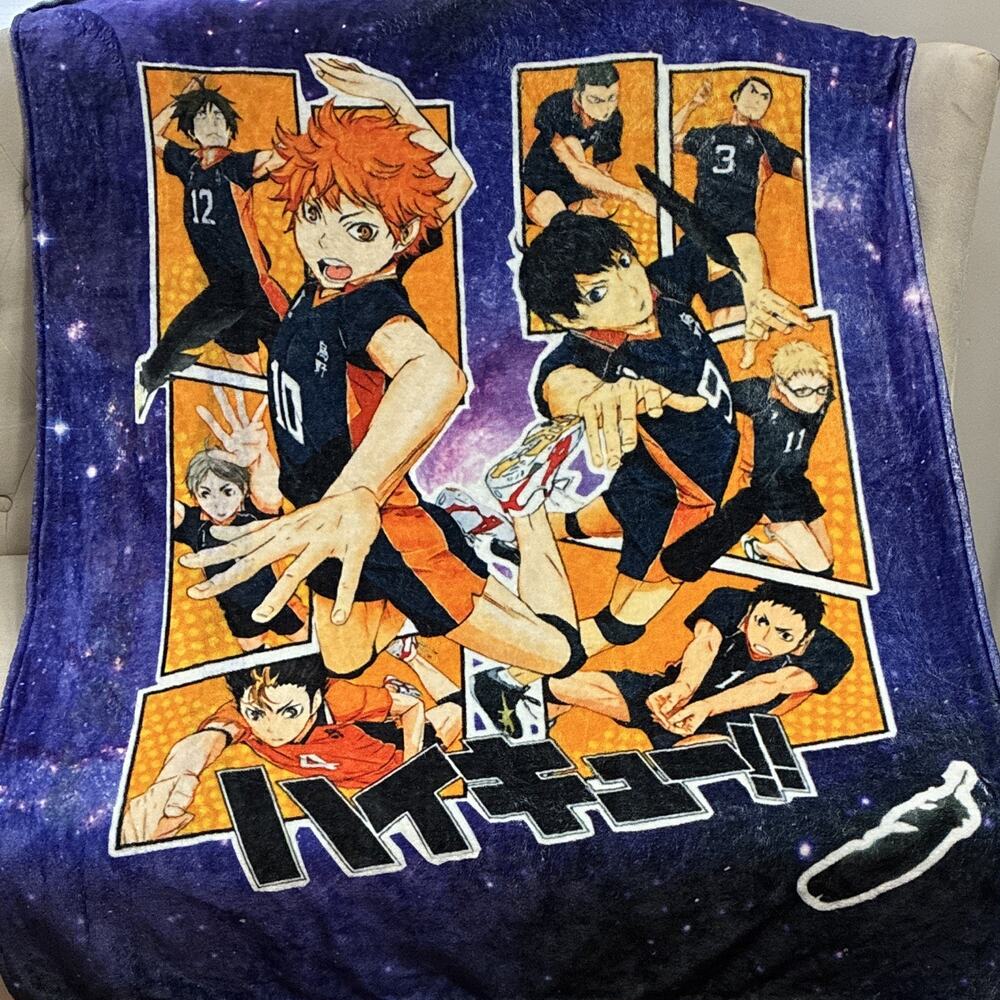 Haikyuu!! Anime Fleece Throw Blanket Karasuno Season 2 Panel Galaxy Blue